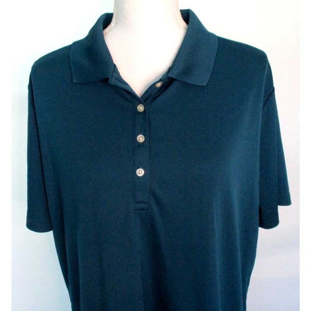 Lands End Women's Plus Short Sleeve Blue Green Stretch Polo Shirt Size 1X - Picture 2 of 10